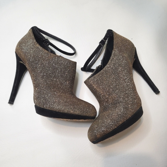 B Brian Atwood Fruitera ankle booties sparkly fabric ankle strap size 6.5 - Picture 2 of 12